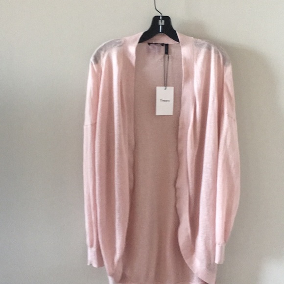 Theory Pink Linen Blend Waterfall Cardigan - Picture 2 of 6